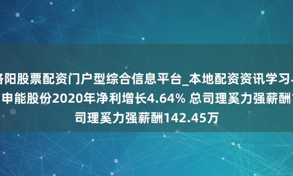 洛阳股票配资门户型综合信息平台_本地配资资讯学习与行情导航 申能股份2020年净利增长4.64% 总司理奚力强薪酬142.45万