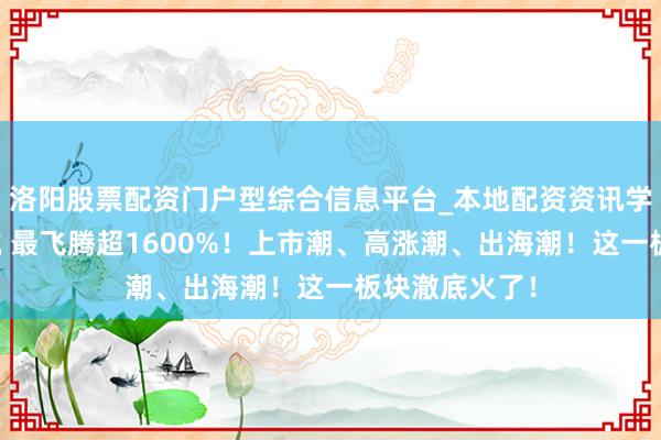 洛阳股票配资门户型综合信息平台_本地配资资讯学习与行情导航 最飞腾超1600%！上市潮、高涨潮、出海潮！这一板块澈底火了！