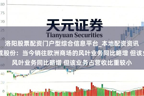 洛阳股票配资门户型综合信息平台_本地配资资讯学习与行情导航 顺威股份：当今销往欧洲商场的风叶业务同比略增 但该业务占营收比重较小